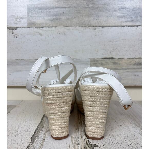 Milanoice Women’s 9 White Lace Platform Wedge Espadrille Sandals Bridal NEW - Picture 6 of 10